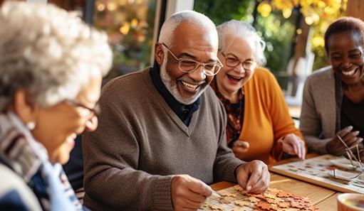 Group of adults smiling together outside