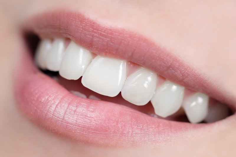 A closeup of a beautiful and white smile